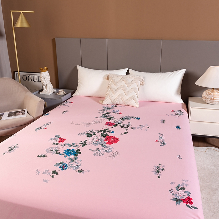 91家纺网 家纺一手货源 找家纺 居美良品 2025新款国民老上海100%全棉床单 牡丹绽放-玉色