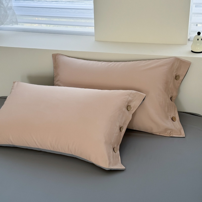 91家纺网 家纺一手货源 找家纺 艾迪尚家纺 2025新款A类纯色双拼长绒棉纯棉刺绣系列单品床笠 床笠单件（有单品 可定制） 杏灰双韵