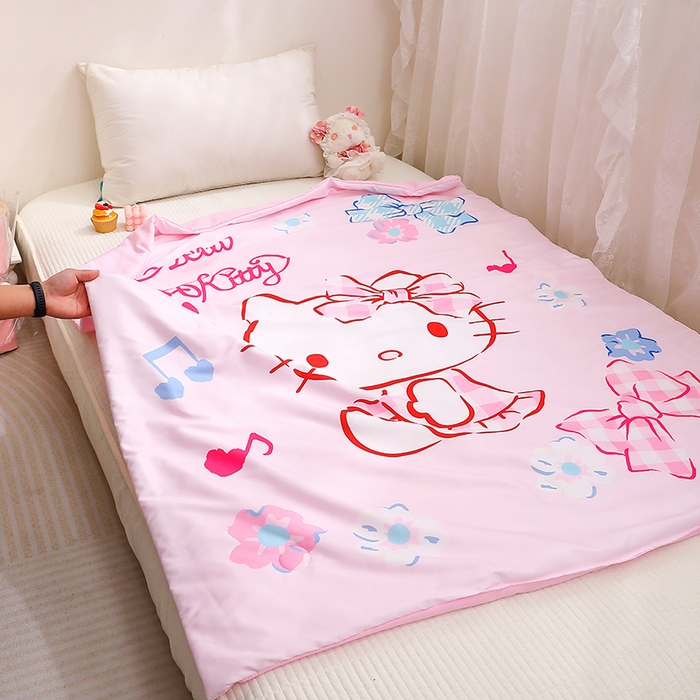 91家纺网 家纺一手货源 找家纺 2025新款三丽鸥正版授权库洛米儿童大版夏被夏凉被凉感天丝空调被夏凉被幼儿园午睡凉席夏被三件套 KT-甜心宝贝