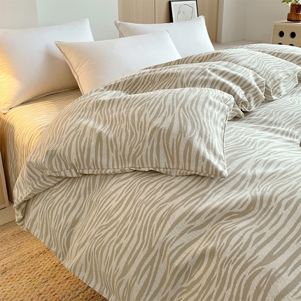 91家纺网 家纺一手货源 找家纺 （总）春皖家纺 2025新款A类全棉简约老粗纱布四件套风格一-普通款单被套