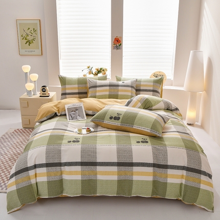 91家纺网 家纺一手货源 找家纺 （总）宇彬家纺 2026直播新款13070全棉纯棉印花床单床笠款四件套和单被套喷气清新简约（缩水足可定做）