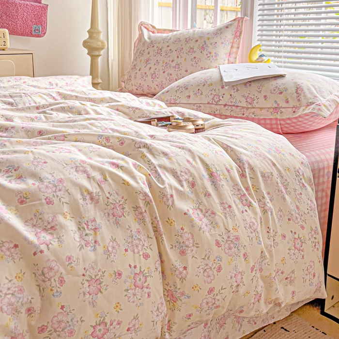 91家纺网 家纺一手货源 找家纺 暖芯优选 2025新款全棉纯棉一字绣四件套系列 春日限定