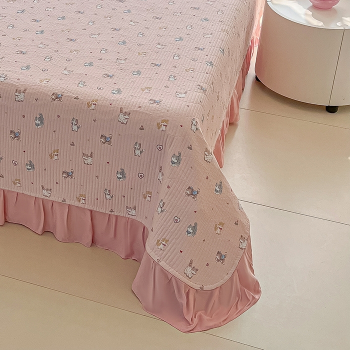 91家纺网 家纺一手货源 找家纺 慕晨 2025新品天丝莫代尔夏被床盖四件套天丝夏凉被直播热款夏被四件套 小猫咪