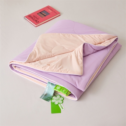 头等舱  2025新款锦氨凉感A类20大豆7A抗菌纯色空调被夏凉被夏被（配礼盒） 优雅紫＋浅粉玉