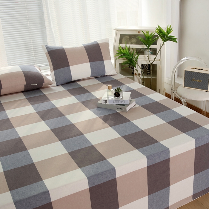 91家纺网 家纺一手货源 找家纺 恋之语家纺 2025新款全棉纯棉色织床单单品单床单床单单件 蓝大格