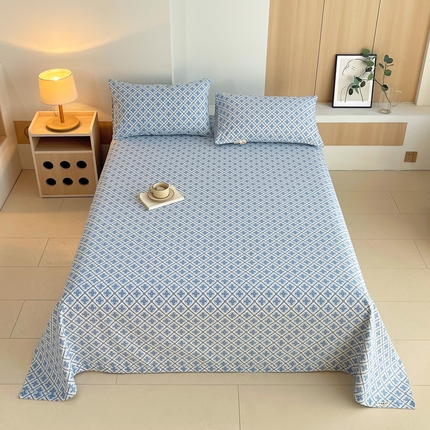 91家纺网 家纺一手货源 找家纺 （总）春皖家纺 2025新款A类全棉简约老粗纱布四件套风格一-普通款单床单