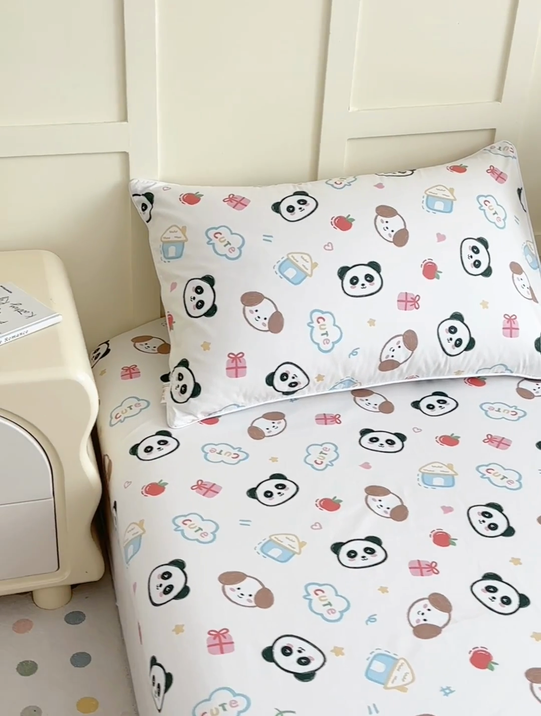 91家纺网 家纺一手货源 找家纺 ds生活馆 2025新款儿童纯棉精梳棉系列单床笠 小狗熊猫