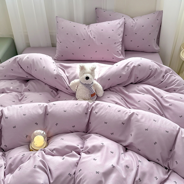 91家纺网 家纺一手货源 找家纺 丝芙妮家居2025新款水洗针织棉双层纱印花四件套 语薇