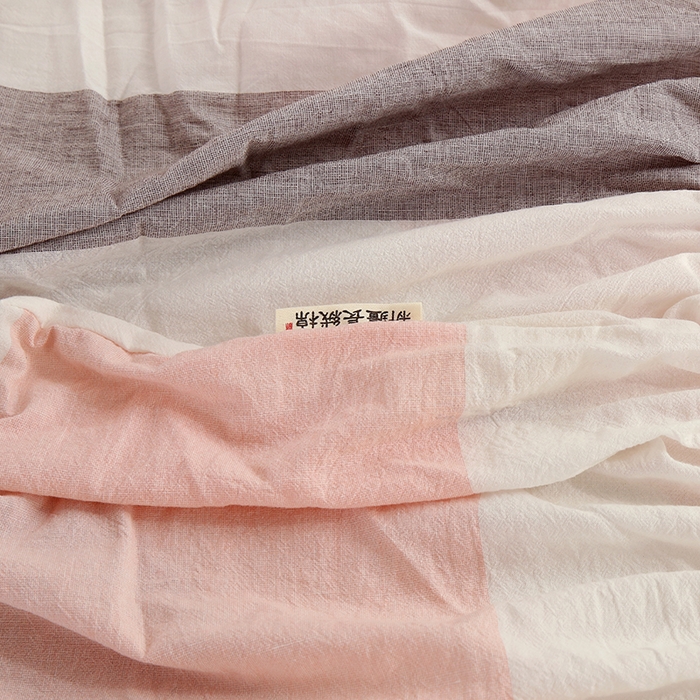 91家纺网 家纺一手货源 找家纺 恋之语 2025新款全棉纯棉色织床笠单品单床笠床笠单件 简约粉灰条