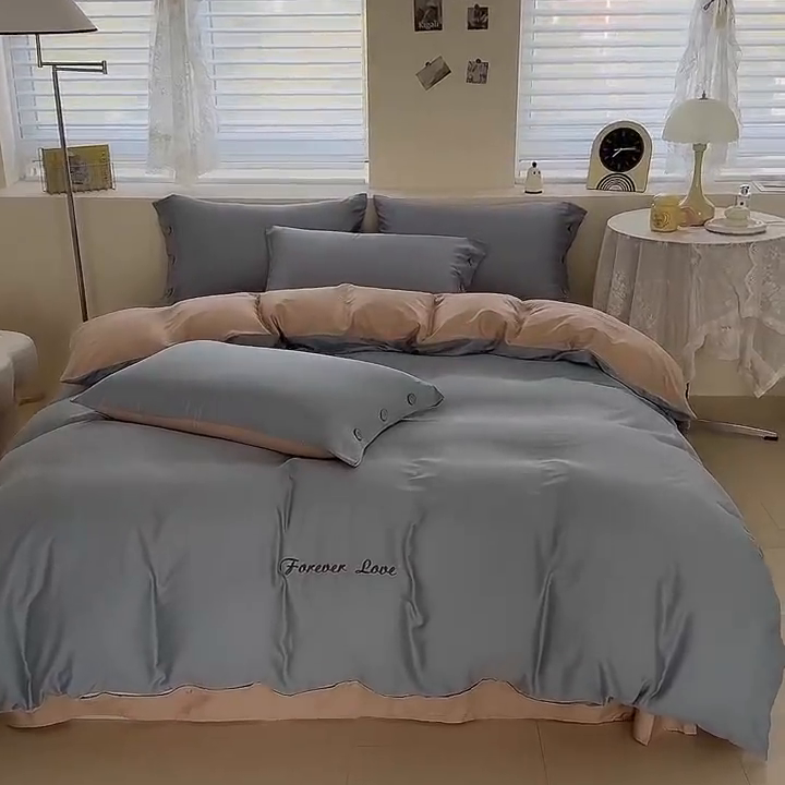 91家纺网 家纺一手货源 找家纺 艾迪尚家纺 2025新款A类纯色双拼长绒棉纯棉刺绣系列单品床笠 床笠单件（有单品 可定制） 灰杏谧境