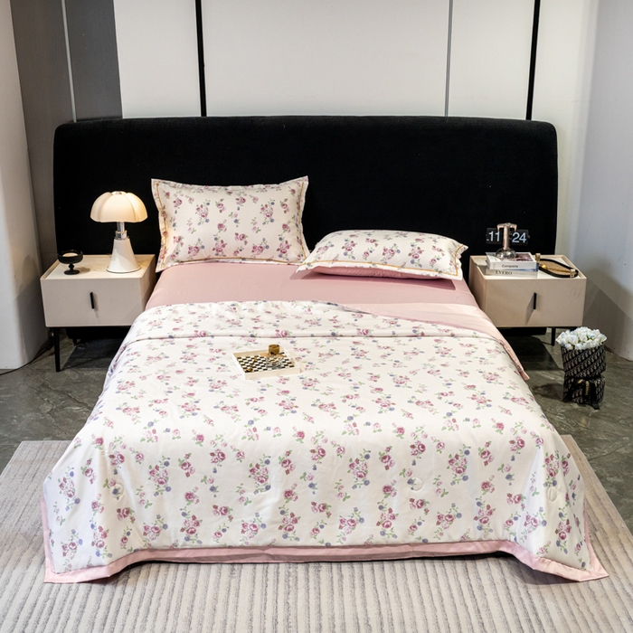 91家纺网 家纺一手货源 找家纺 归属2025新款水洗真丝夏被四件套空调被夏凉被 花期