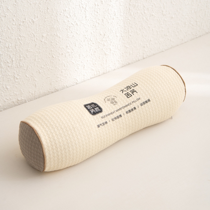 91家纺网 家纺一手货源 找家纺 大熊枕芯 2025新款大凉山苦荞 荞麦枕 苦颈颈椎枕-米色