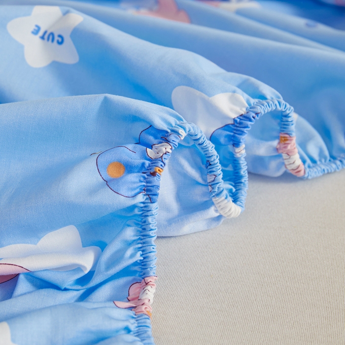 91家纺网 家纺一手货源 找家纺 ds生活馆 2025新款儿童纯棉精梳棉系列单床笠 星星恐龙蓝