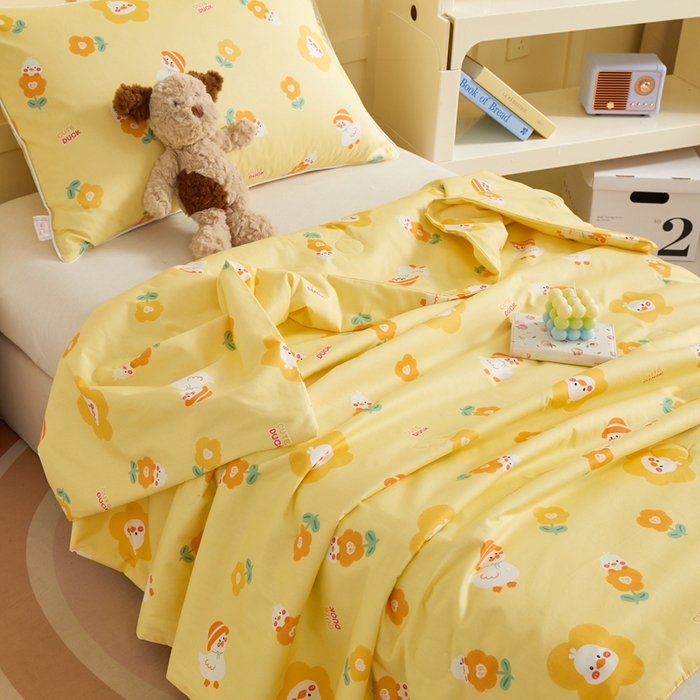 91家纺网 家纺一手货源 找家纺 ds生活馆 2025新款儿童学生纯棉精梳棉系列单夏被 花朵小鸭