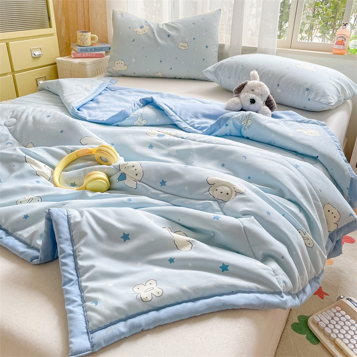 91家纺网 家纺一手货源 找家纺 美澳家纺 2025新款水洗棉印花夏被夏凉被空调被 心悦狗