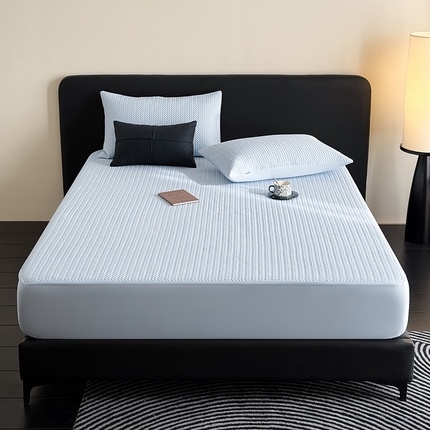 Mr.pig猪先生水洗棉 2025新款天丝莱赛尔夹棉床笠夏季凉感冰丝凉席天丝床笠三件套冰丝床罩床垫保护套（可当软凉席） 菱格-伊连青