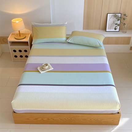 91家纺网 家纺一手货源 找家纺 （总）春皖家纺 2025新款A类全棉简约老粗纱布四件套风格一-普通款单床笠