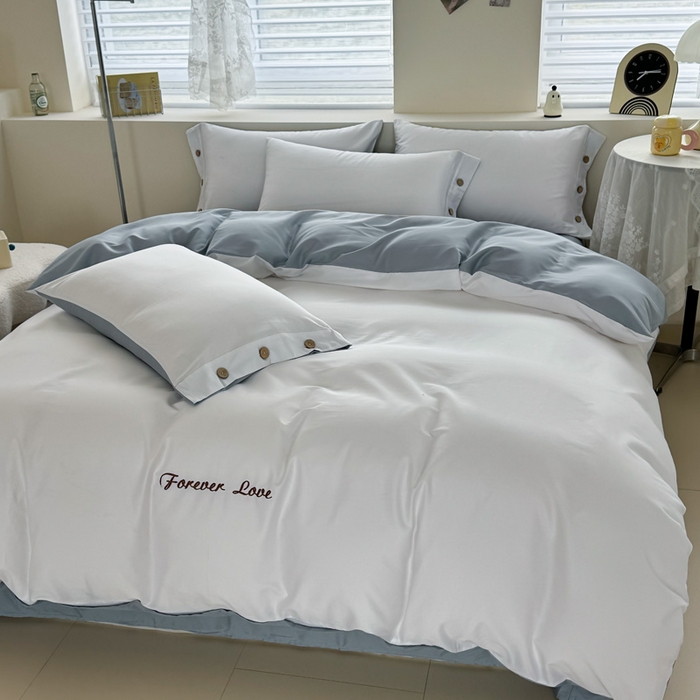 91家纺网 家纺一手货源 找家纺 艾迪尚家纺 2025新款A类纯色双拼长绒棉纯棉刺绣系列单品被套 被套单件（有单品 可定制） 白蓝序曲