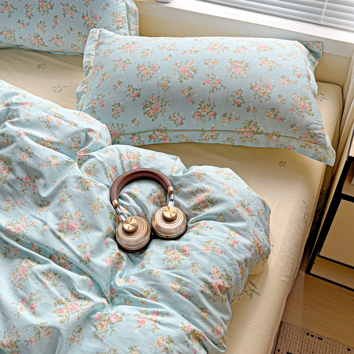 91家纺网 家纺一手货源 找家纺 暖芯优选 2025新款全棉纯棉一字绣四件套系列 素雅花香