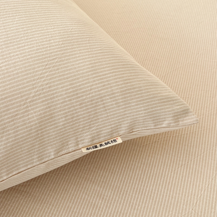 91家纺网 家纺一手货源 找家纺 恋之语家纺 2025新款全棉纯棉色织枕套单品单枕套枕套单件 条纹咖