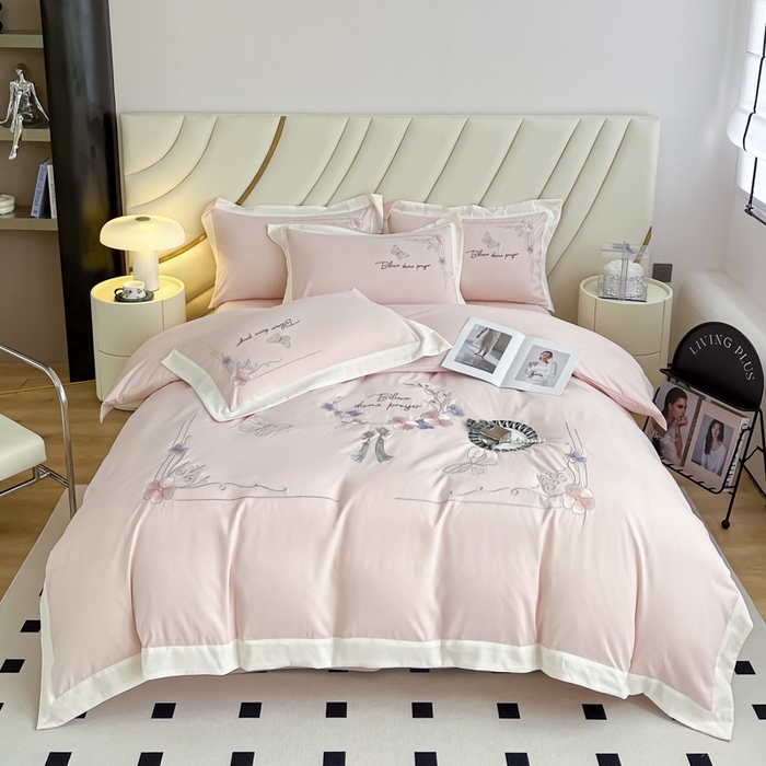 91家纺网 家纺一手货源 找家纺 （总）恋之语 2025新款水洗棉刺绣四件套-锦绣花