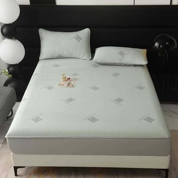 91家纺网 家纺一手货源 找家纺 绒多多 2025新款A类凉感冰豆豆席子凉席床笠款 薄荷绿