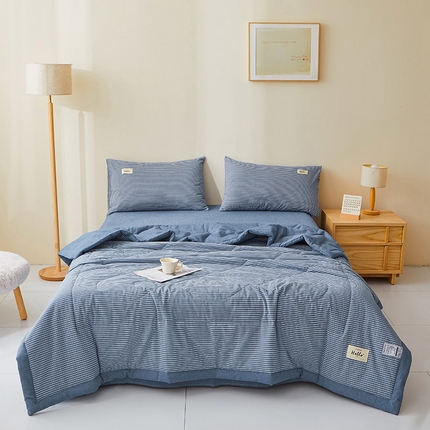恋人优选 2025新款纯棉色织水洗夏被 蓝白条
