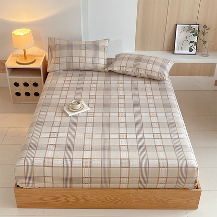 91家纺网 家纺一手货源 找家纺 （总）春皖家纺 2025新款A类全棉简约老粗纱布四件套风格一-普通款单床笠