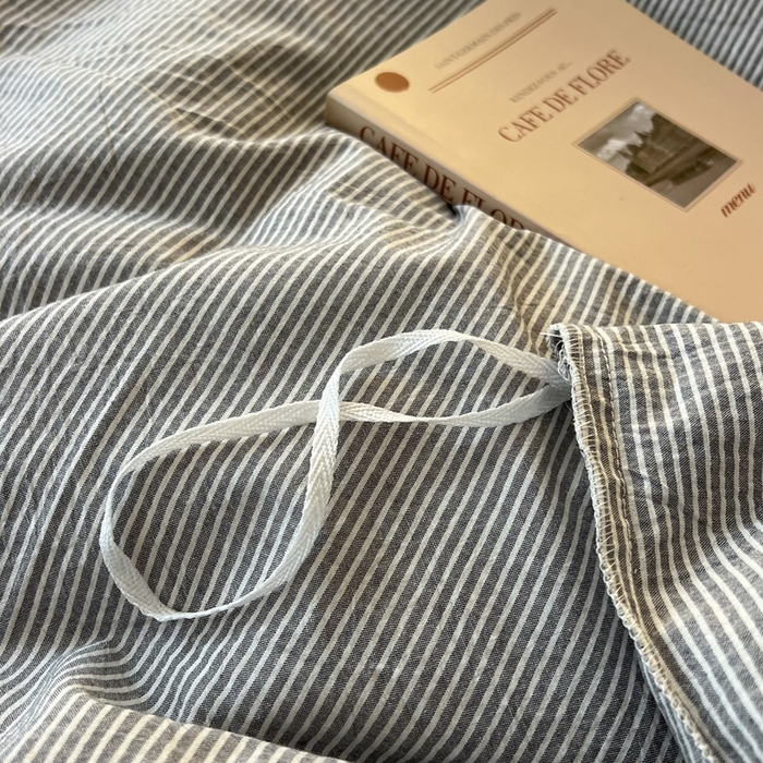 91家纺网 家纺一手货源 找家纺 恋之语 2025新款全棉纯棉色织被套单品单被套被套单件 条纹灰