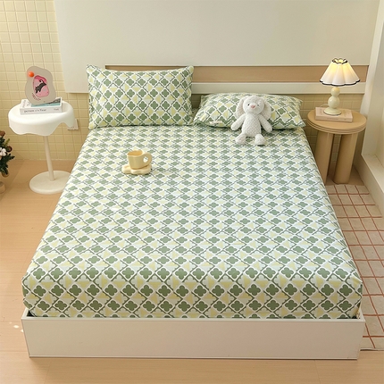 91家纺网 家纺一手货源 找家纺 （总）春皖家纺 2025新款A类全棉简约老粗纱布四件套风格一-普通款单床笠