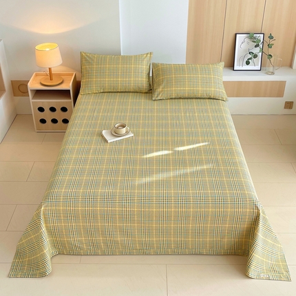 91家纺网 家纺一手货源 找家纺 （总）春皖家纺 2025新款A类全棉简约老粗纱布四件套风格一-普通款单床单