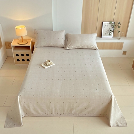 91家纺网 家纺一手货源 找家纺 （总）春皖家纺 2025新款A类全棉简约老粗纱布四件套风格一-普通款单床单