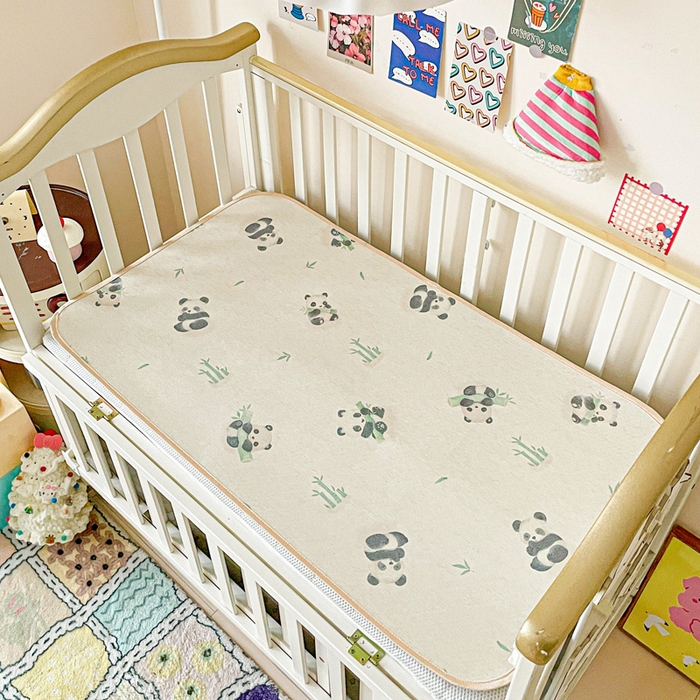 91家纺网 家纺一手货源 找家纺 富馨莱 2025新款幼儿园古藤席冰丝席双面可用儿童凉席双面凉感 竹子熊猫