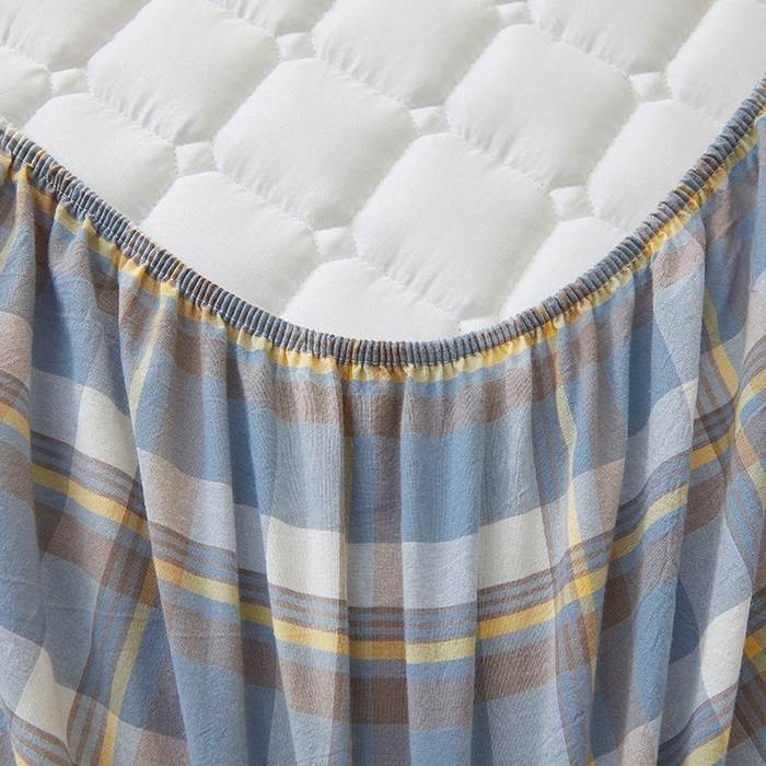 91家纺网 家纺一手货源 找家纺 喜居家纺2025新款A类水洗棉夹棉棉花床笠垫 棉-云舒蓝