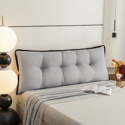 91家纺网 家纺一手货源 找家纺 色鬼布艺 2025新款床头靠背垫不塌陷卧室防撞床上靠垫宿舍护腰靠枕软包 云悠-浅灰
