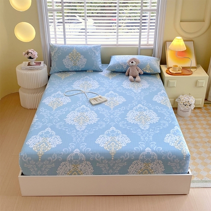 91家纺网 家纺一手货源 找家纺 （总）春皖家纺 2025新款A类全棉简约老粗纱布四件套风格一-普通款单床笠