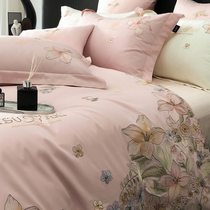 91家纺网 家纺一手货源 找家纺 （总）卡姿家纺 2024春夏优雅刺绣四件套— 摩尔花园2