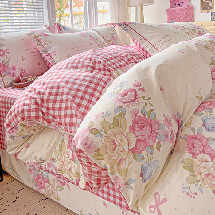 91家纺网 家纺一手货源 找家纺 暖芯优选 2025新款全棉纯棉一字绣四件套系列 花梦初