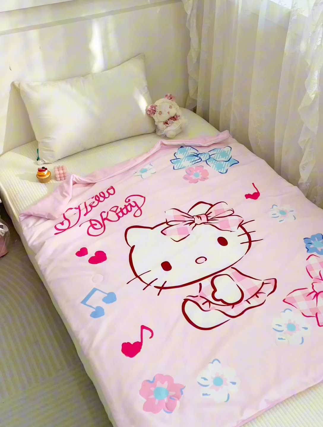 91家纺网 家纺一手货源 找家纺 2025新款三丽鸥正版授权库洛米儿童大版夏被夏凉被凉感天丝空调被夏凉被幼儿园午睡凉席夏被三件套 KT-甜心宝贝