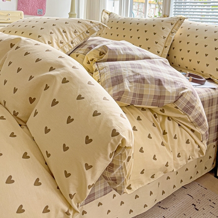 优选良品 2025新款全棉纯棉一字绣四件套系列 心甜