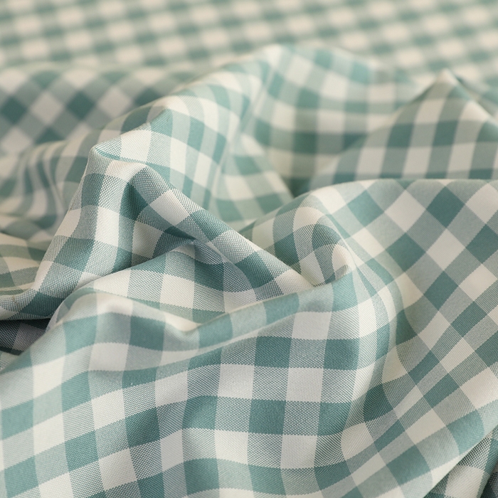 91家纺网 家纺一手货源 找家纺 绒多多 2025新款简约水洗棉色织床笠 绿小格