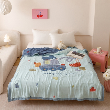 麻依 2025新款纯棉儿童纱布被 机器猫