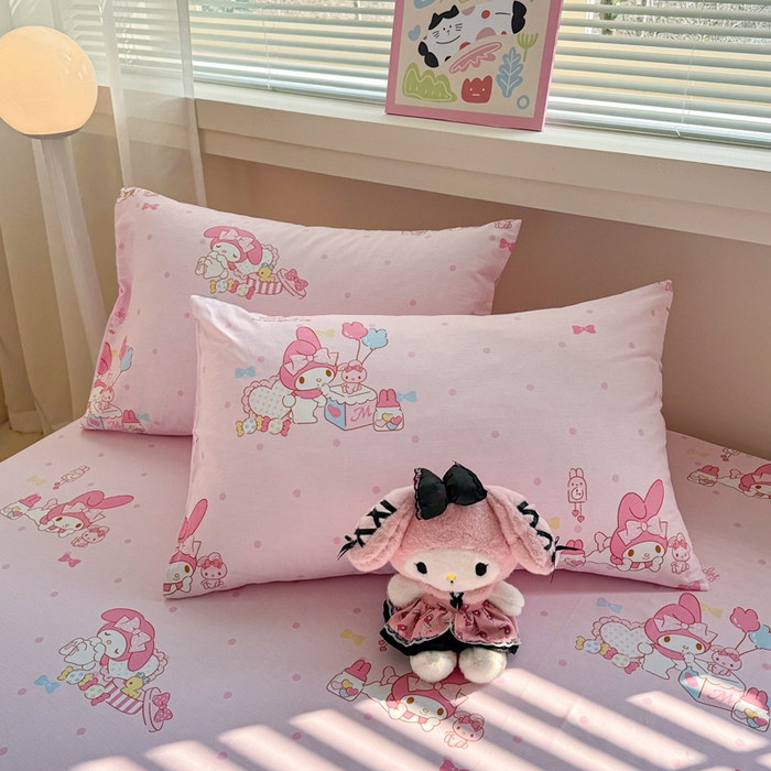 91家纺网 家纺一手货源 找家纺 呗旺鹿 2025新款正版三丽鸥全棉13372单品床笠 童趣美乐蒂