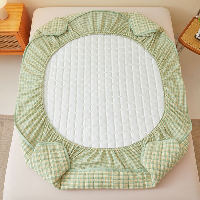 91家纺网 家纺一手货源 找家纺 喜居家纺2025新款A类水洗棉夹棉棉花床笠垫 棉-乐可绿