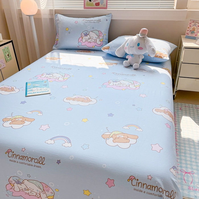 91家纺网 家纺一手货源 找家纺 呗旺鹿 2025新款正版三丽鸥全棉13372单品床单 彩虹玉桂狗