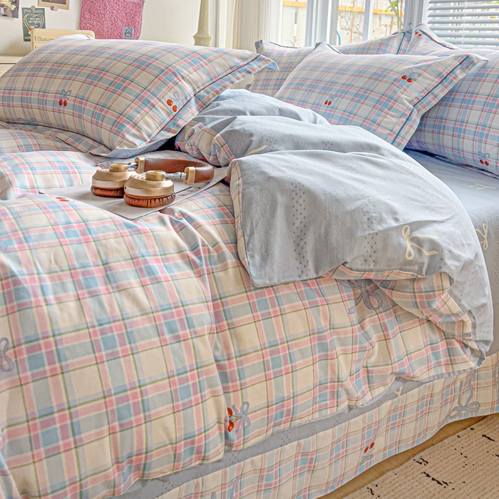 91家纺网 家纺一手货源 找家纺 暖芯优选 2025新款全棉纯棉一字绣四件套系列 樱桃派