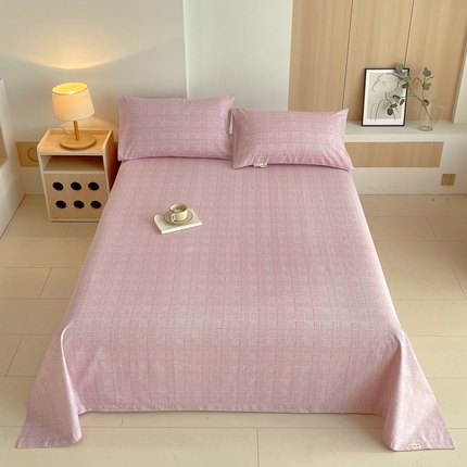 91家纺网 家纺一手货源 找家纺 （总）春皖家纺 2025新款A类全棉简约老粗纱布四件套风格一-普通款单床单