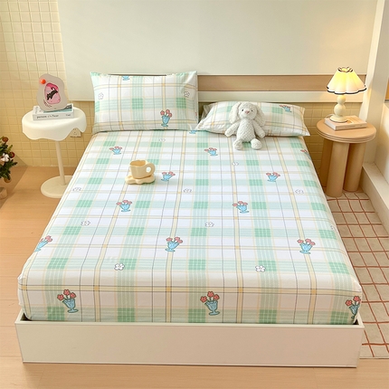 91家纺网 家纺一手货源 找家纺 （总）春皖家纺 2025新款A类全棉简约老粗纱布四件套风格一-普通款单床笠