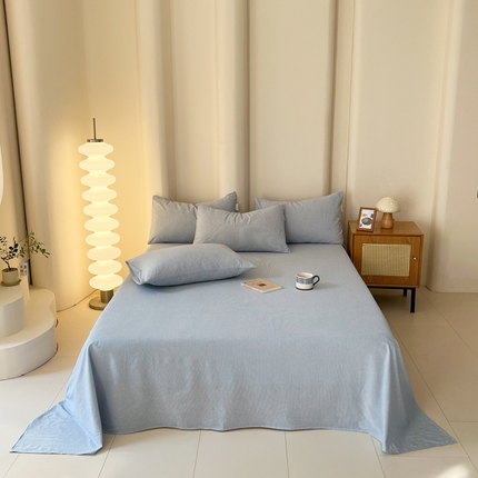 恋之语家纺 2025新款全棉纯棉色织床单单品单床单床单单件 条纹蓝