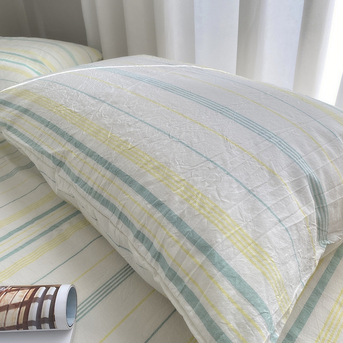 91家纺网 家纺一手货源 找家纺 艾咪-Amy ntmy 2025新款全棉纯棉色织水洗棉单品-平铺款 漫悠黄绿